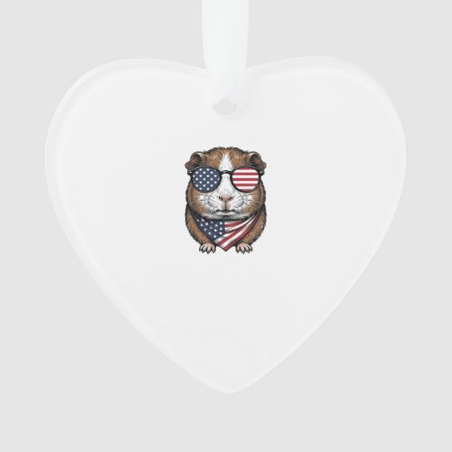Patriotic Guinea Pig Vintage Engraving Ornament