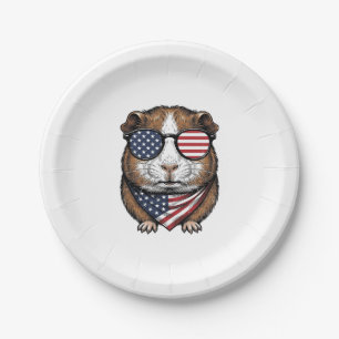 Patriotic Guinea Pig Vintage Engraving Paper Plates