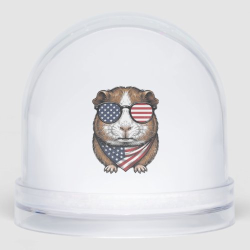 Patriotic Guinea Pig Vintage Engraving Snow Globe