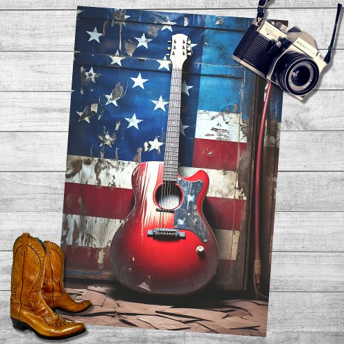Patriotic Guitar 8 Decoupage Paper