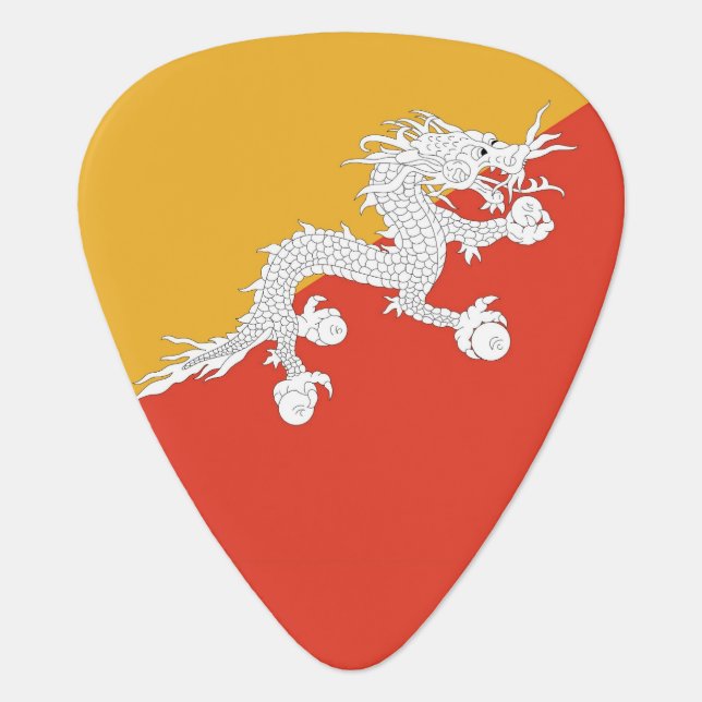 Patriotic guitar pick with Flag of Bhutan (Front)