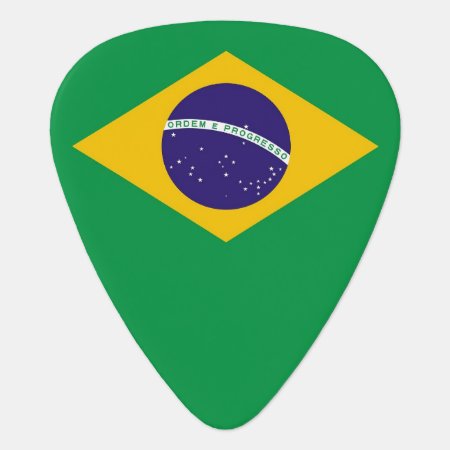 Patriotic Guitar Pick With Flag Of Brazil
