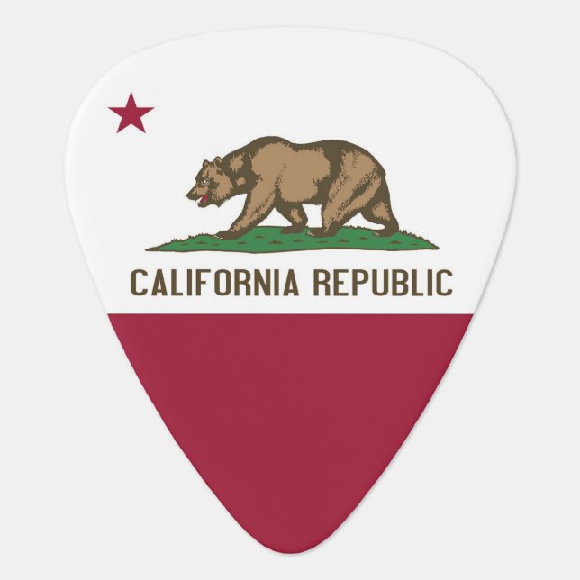 Patriotic guitar pick with Flag of California (Front)