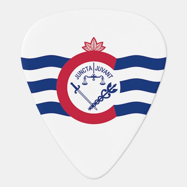 Patriotic guitar pick with Flag of Cincinnati (Front)