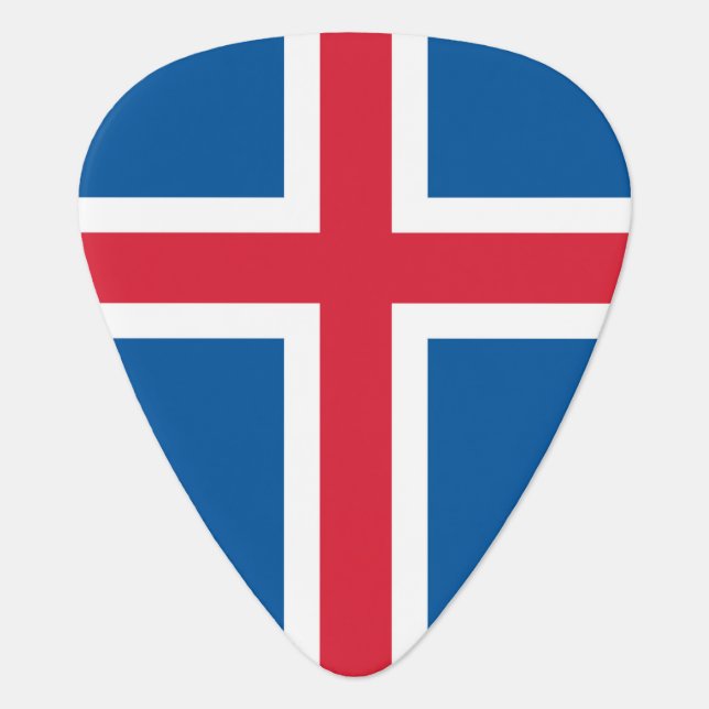 Patriotic guitar pick with Flag of Iceland (Front)