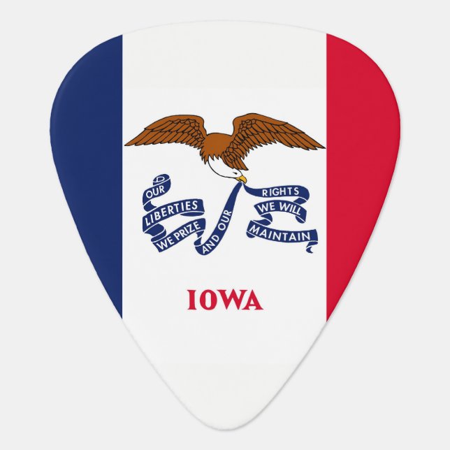 Patriotic guitar pick with Flag of Iowa (Front)