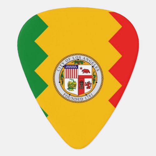 Patriotic guitar pick with Flag of Los Angeles