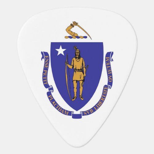 Patriotic guitar pick with Flag of Massachusetts