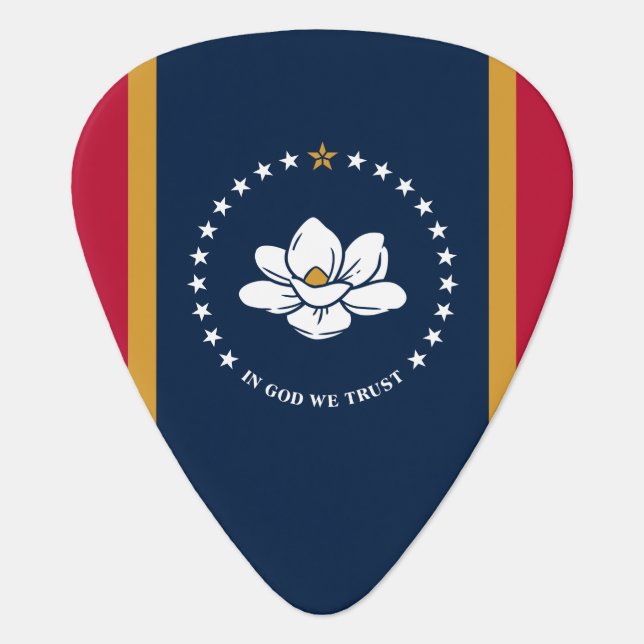 Patriotic guitar pick with Flag of Mississippi, US (Front)
