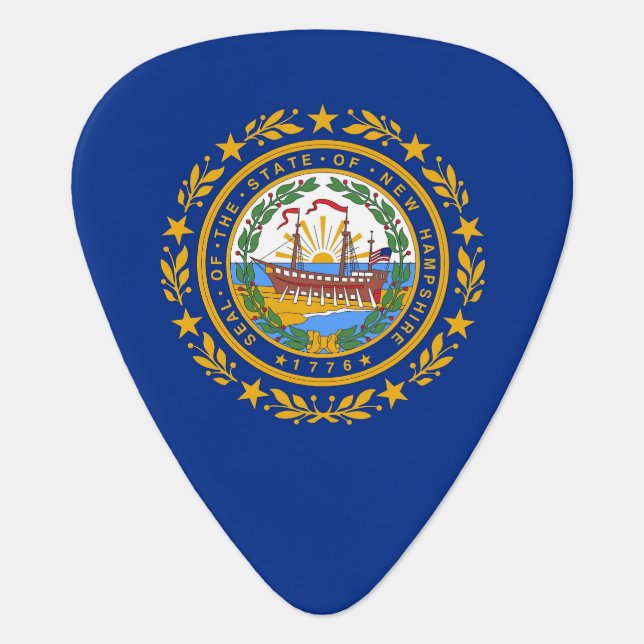 Patriotic guitar pick with Flag of New Hampshire (Front)