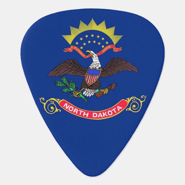 Patriotic guitar pick with Flag of North Dakota (Front)