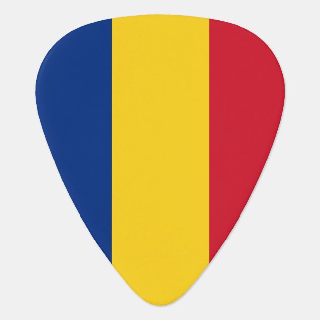Patriotic guitar pick with Flag of Romania (Front)