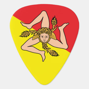 Patriotic guitar pick with Flag of Sicily, Italy