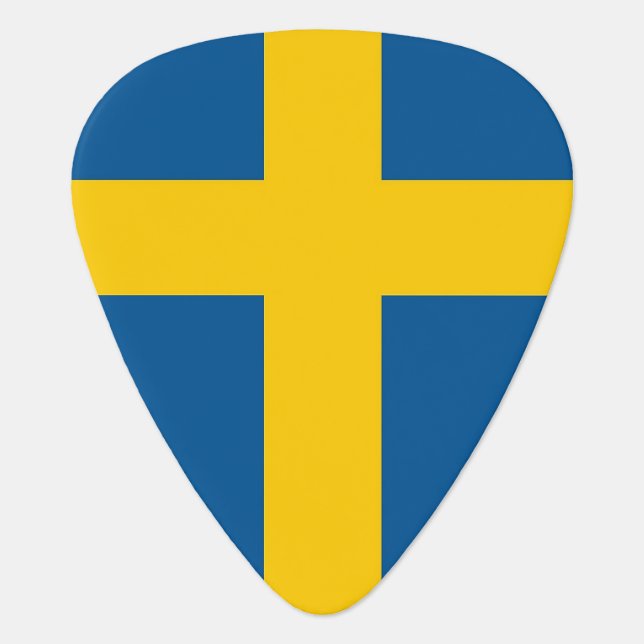Patriotic guitar pick with Flag of Sweden (Front)