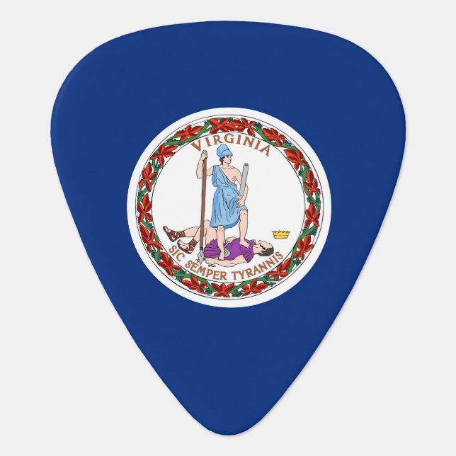 Patriotic guitar pick with Flag of Virginia (Front)