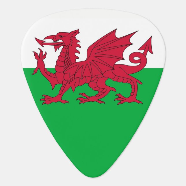 Patriotic guitar pick with Flag of Wales (Front)