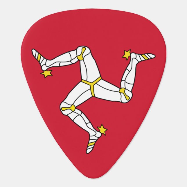 Patriotic guitar pick with Isle of Man Flag, UK (Front)