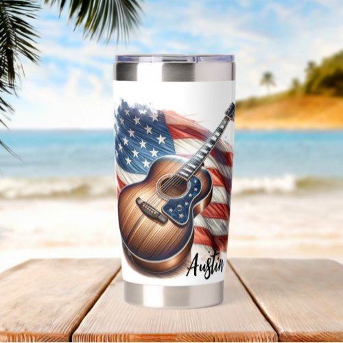 Patriotic Guitar Tumbler Design