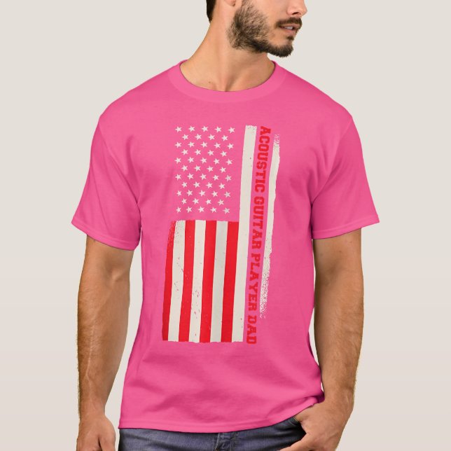 Patriotic Guitarist Musician Acoustic Guitar Playe T-Shirt (Front)