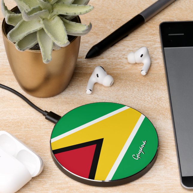 Patriotic Guyana Charger, Guyana Flag Wireless Charger (Desk 2)