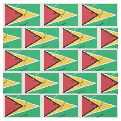 Patriotic GUYANA FLAG Map Outline Fabric