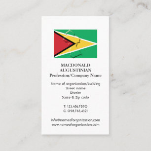 Patriotic GUYANA FLAG Photo Business Card