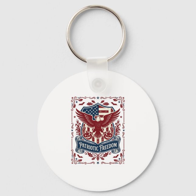 Patriotic Halloween Vector Graphic Tee Keychain (Front)