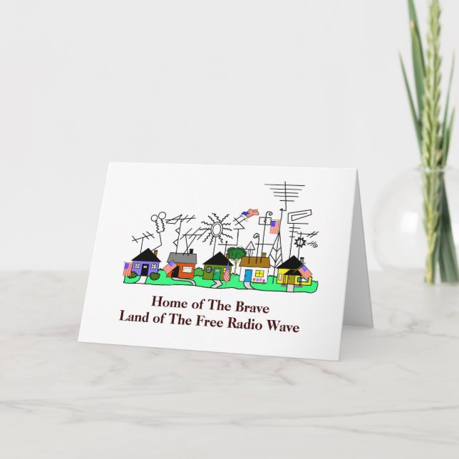 Patriotic Ham Radio Greeting Card (Front)