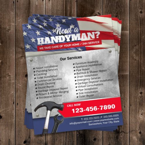 Patriotic Handyman Repair  Maintenance Service  Flyer
