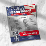 Patriotic Handyman Repair Service 3D Metal Worker Flyer<br><div class="desc">Professional Handyman Repair Maintenance Service Patriotic Flyers.</div>
