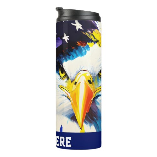 Patriotic Happy 4th Of July Bald Eagle Memorial Thermal Tumbler