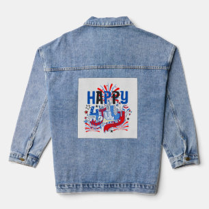 Patriotic Happy 4th of July Celebration Design Denim Jacket