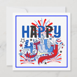 Patriotic Happy 4th of July Celebration Design Holiday Card