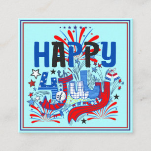 Patriotic Happy 4th of July Celebration Design Square Business Card