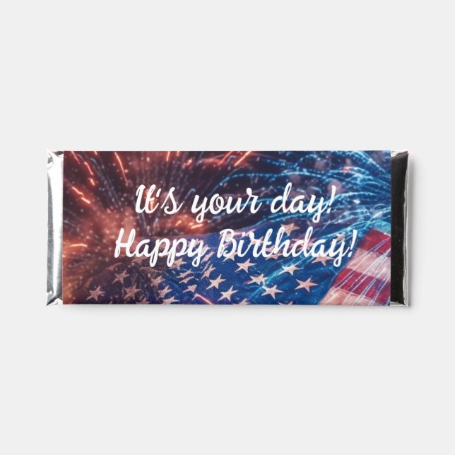 Patriotic Happy Birthday Hershey Bar Favors (Front)