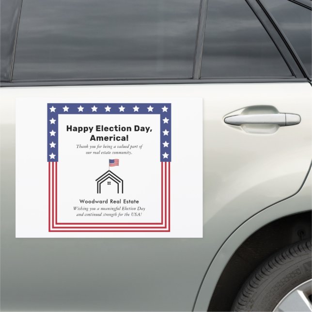Patriotic Happy Election Day Real Estate Agent  Car Magnet (In Situ)