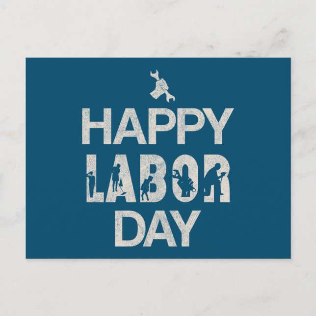 Patriotic Happy Labor Day For Workers Holiday Postcard (Front)