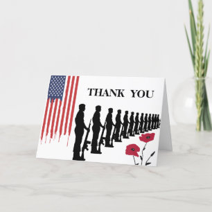Patriotic Happy Veteran Day  Letterpress Thank You Card