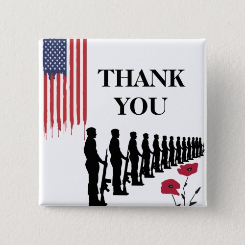Patriotic Happy Veteran Day  Thank You  Button