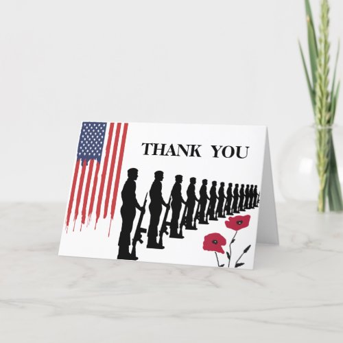 Patriotic Happy Veteran Day  Thank You Card