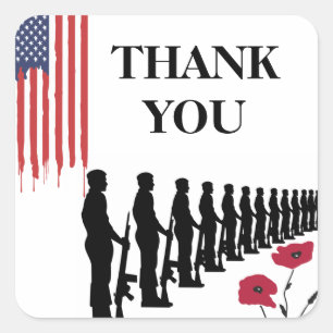 Patriotic Happy Veteran Day Thank You Square Sticker