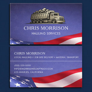 Patriotic Hauling Truck Service Professional Business Card