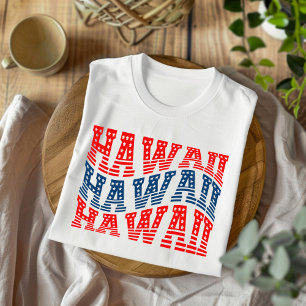 Patriotic Hawaii Red and Blue Boho T-Shirt 