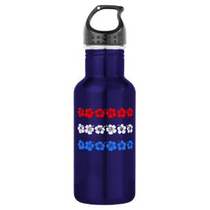 Patriotic Hawaiian USA Red White Blue Aloha Bands Stainless Steel Water Bottle