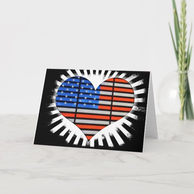Patriotic Heart American Flag Card (Front)