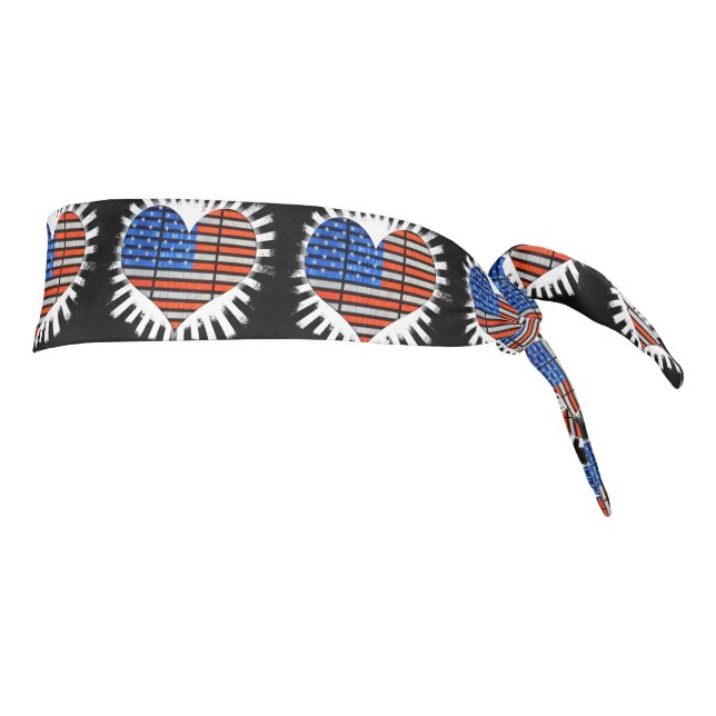Patriotic Heart American Flag Tie Headband (Rotate 90)