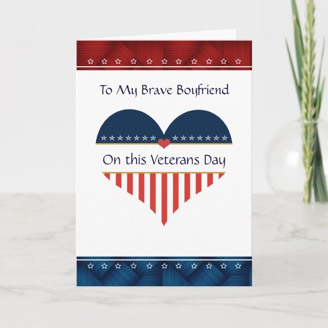 Patriotic Heart Boyfriend Veterans Day Card (Front)