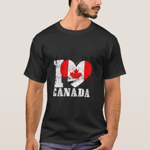 Patriotic  Heart Canadian Flag I Love Canada  T_Shirt