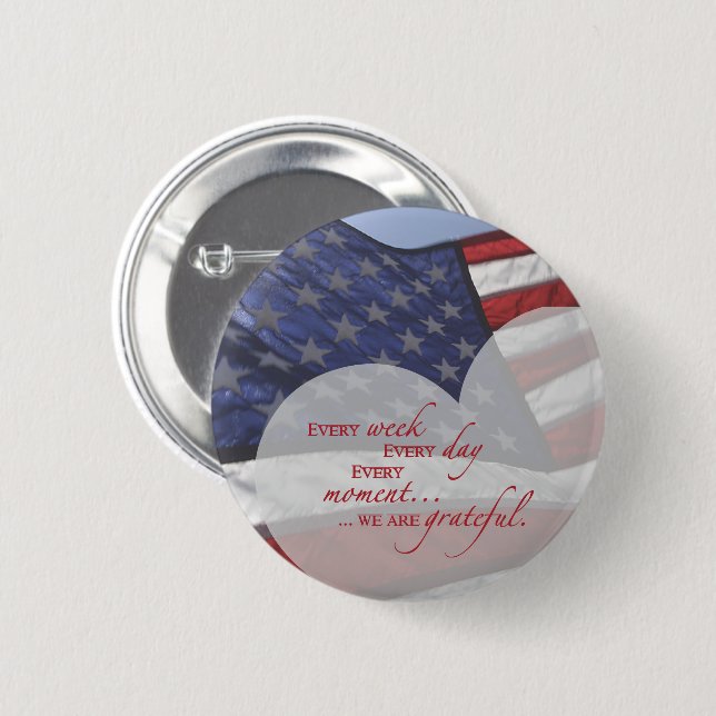 Patriotic Heart Flag, Military Appreciation Button (Front & Back)