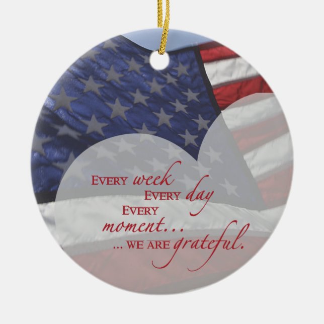 Patriotic Heart Flag, Military Appreciation Ceramic Ornament (Front)